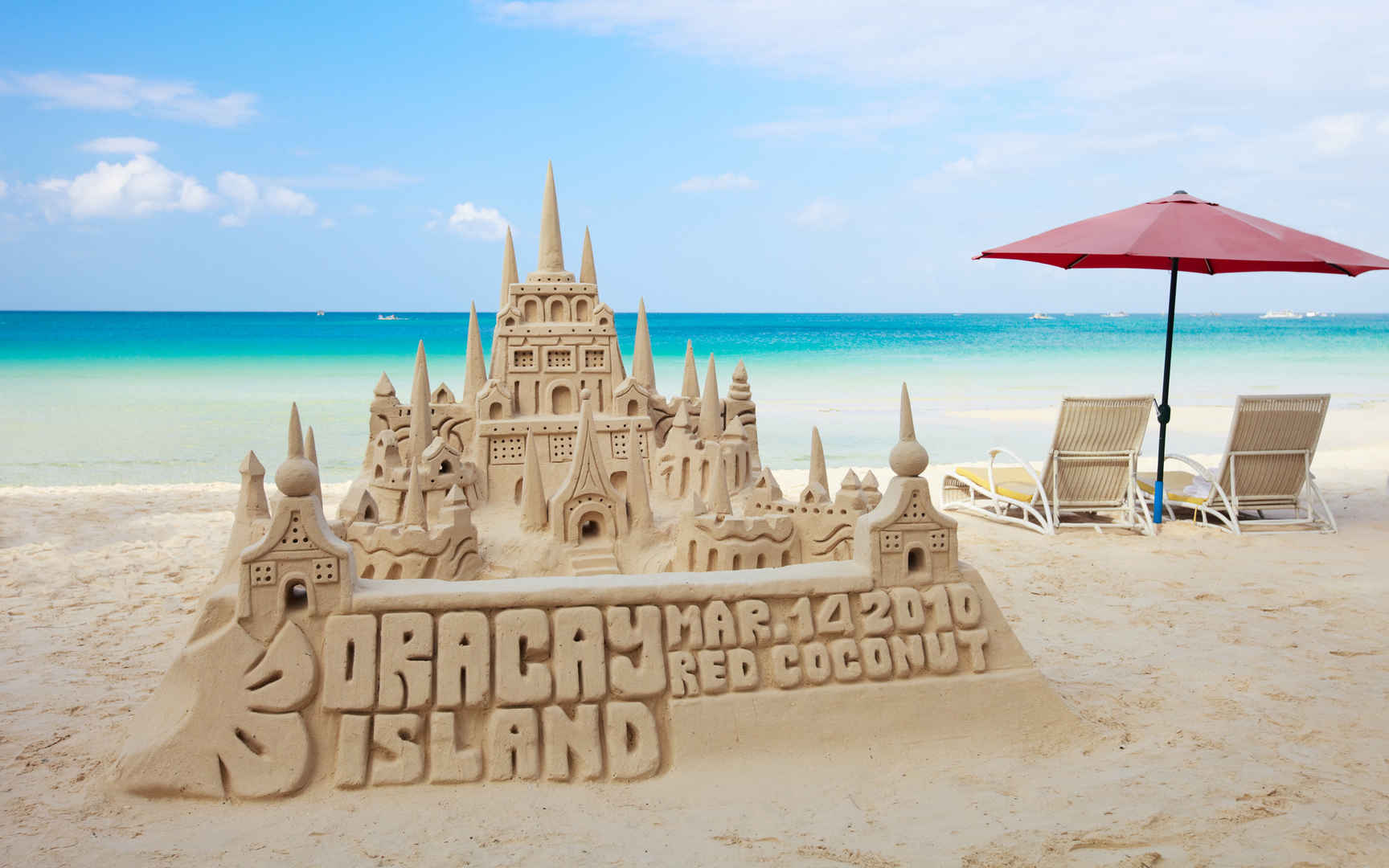 沙滩沙雕城堡建筑壁纸图片-